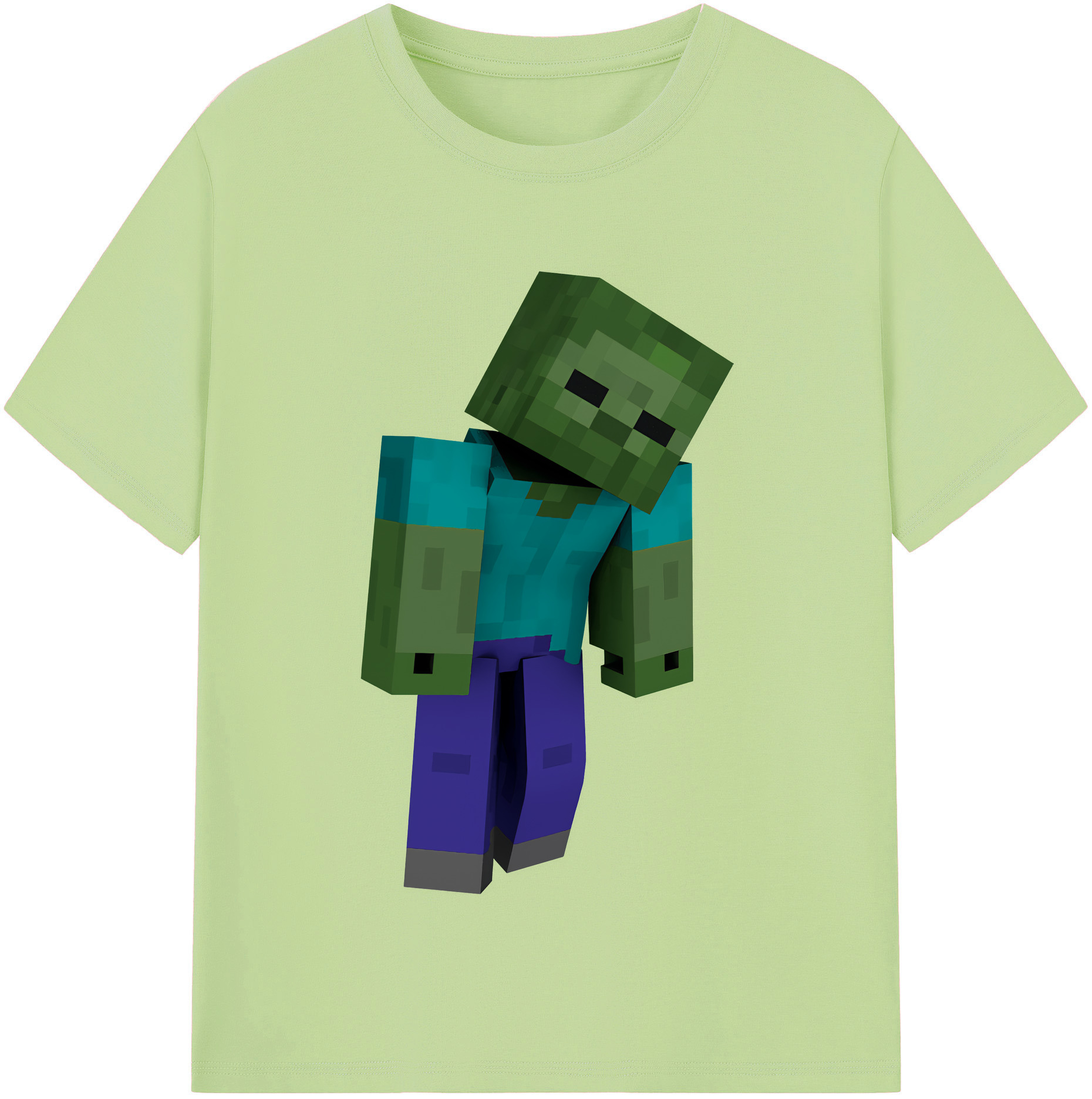 （画像用） マインクラフト ブロックの世界 Minecraft MC Block world 綿100％半袖Tシャツ（フロントプリント）